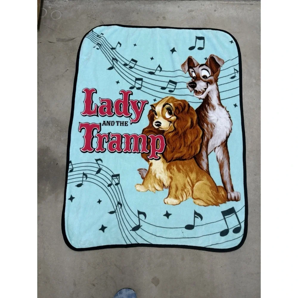 Disney's Lady & the Tramp blue character print fleece throw blanket 55x45